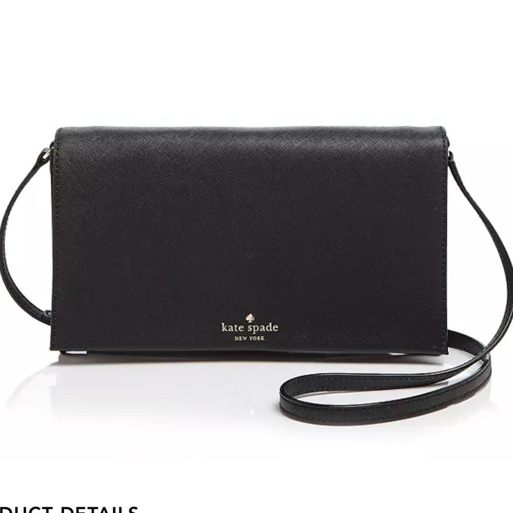 Kate Spade New York Cedar Street Cali Crossbody Clutch Black Leather Womens